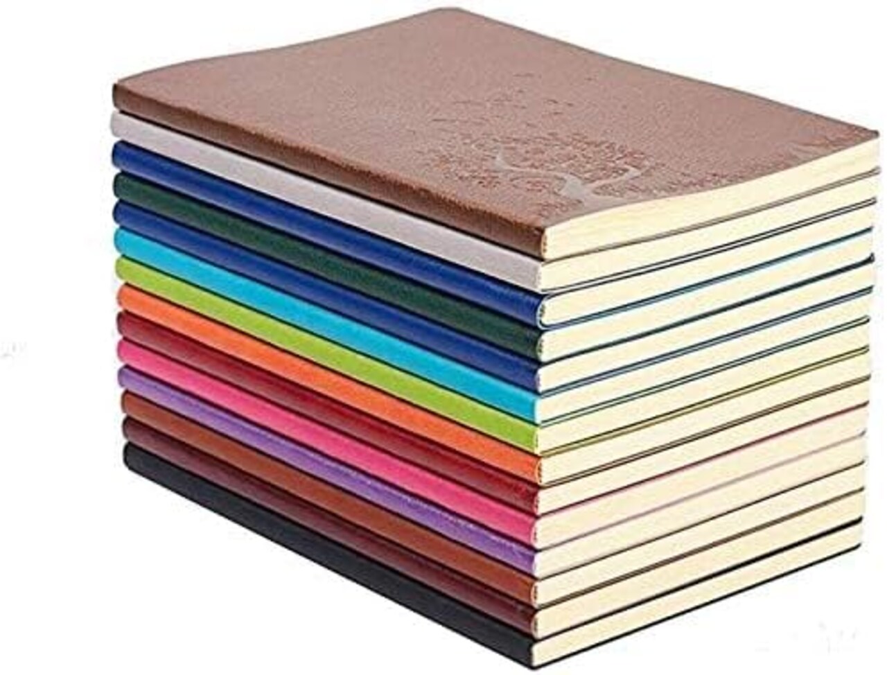 8 Pack Bulk Journals, A5 PU Leather Colorful Writing Notebook, Journal Set Wide Ruled for College Students School and Office